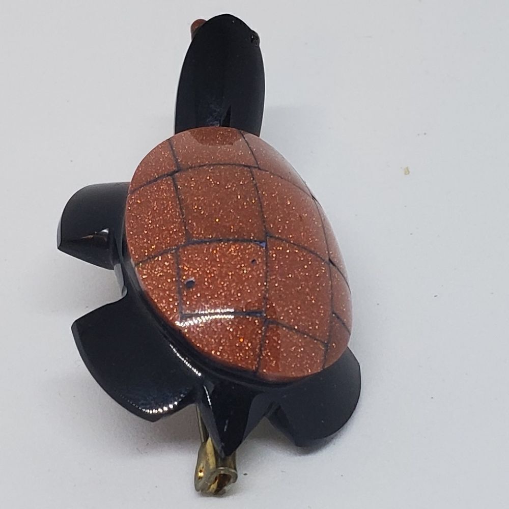 Goldstone Turtle Brooch  - Picture 3 of 4